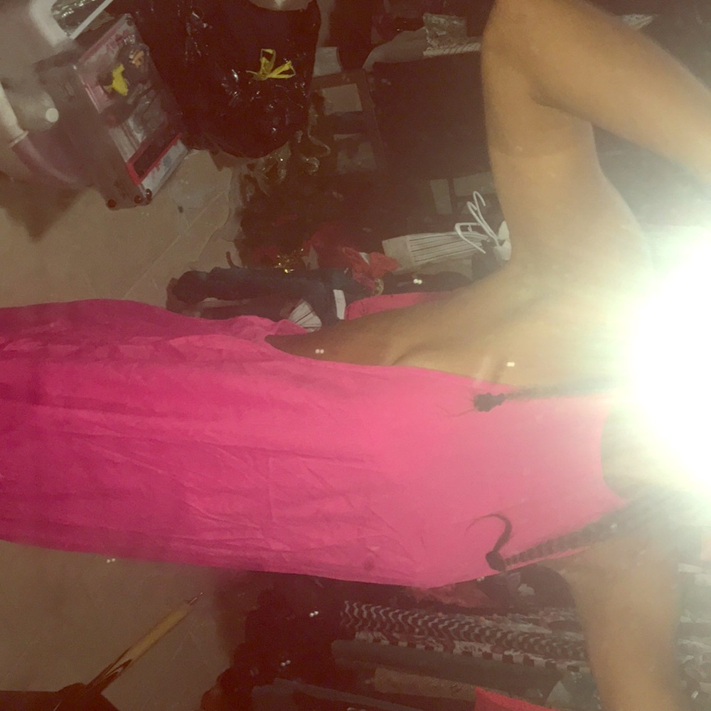 ASOS pink with front slit long maxi dress